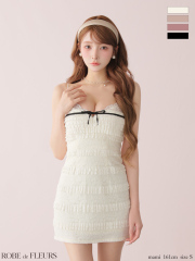 ★予約商品★【3月中旬頃入荷予定】【XSサイズあり】レースフリルバイカラーリボンミニキャバドレス (fm4181)