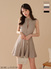 【XS～Lサイズあり】襟付きシンプルラメフレアミニキャバドレス(fm4212)