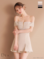 ★予約商品★【7月下旬入荷予定】【XSサイズあり】バストジップオフショルセットアップフレアミニキャバドレス(DE4217)