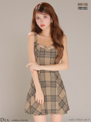 【XSサイズあり】ふんわり起毛チェックキャミソールフレアミニキャバドレス(DE4608)