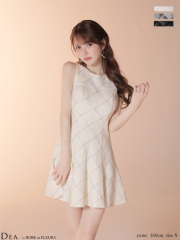 【XSサイズあり】ツイードチェックノースリーブフレアミニキャバドレス(DE4620)