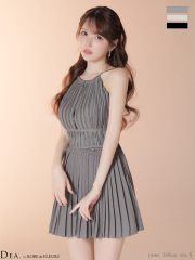 ★予約商品★【12月下旬頃入荷予定】【XSサイズあり】プリーツホルターネックティアードフレアミニキャバドレス(DE4628)