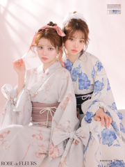 ★予約商品★【5月下旬頃入荷予定】【浴衣】ROBE de FLEURS Ribbon Sleeve Flower Yukata（fm4910）