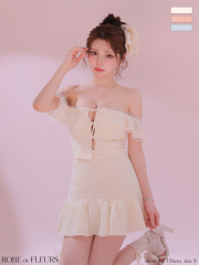 ★予約商品★【6月上旬頃入荷予定】【XSサイズあり】オフショルシフォンリボンセットアップミニキャバドレス (fm5002)