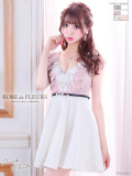 【XSサイズあり】立体フラワーレース×ジャガードフレアミニキャバドレス(fm1896)