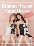 公式オンライン限定★【XSサイズあり】RIBBON × TWEED　CAMI DRESS(fm2945)