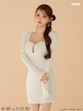 ★予約商品★【10月上旬入荷予定】【XSサイズあり】フェザーニットパール付きタイトミニキャバドレス(fm3475)