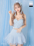 如月れいちゃんコラボ♡【XS～Lサイズあり】Bijou tweed setup dress (fm3758)/blue