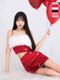 如月れいちゃんコラボ♡【XS～Lサイズあり】Heart bijou satin setup dress (fm3759)/red