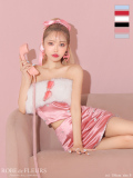 如月れいちゃんコラボ♡【XS～Lサイズあり】Heart bijou satin setup dress (fm3759)/pink