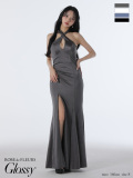 【XS～Lサイズあり】クロスホルターストレッチサテンマーメイドロングキャバドレス(GL3948)