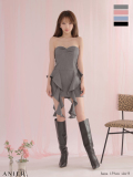 【XSサイズあり】Minimal bijou trim ruffled mini dress (anier4080)