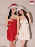 【XSサイズあり】Sparkling Ribbon Bear Dress Santa (anier4227)