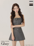 ★予約商品★【8月下旬入荷予定】【XSサイズあり】ツイルフロントファスナーセットアップミニキャバドレス(GL4317)