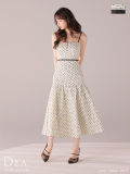 【XS～Lサイズあり】ドットジャガードマーメイドロングキャバドレス(DE4333)