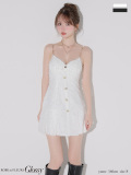 【XSサイズあり】フリンジジャガードキャミミニキャバドレス(GL4337)