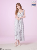 【XS～Lサイズあり】フラワーマットサテンギャザーフレアロングキャバドレス (DE4352)