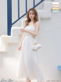 ★予約商品★【6月下旬頃入荷予定】【XS〜Lサイズあり】Satin gathered cami long dress(VC4685)