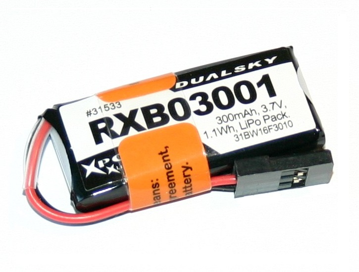 Dualsky 受信機用 リポ 3.7V300mAh RXB03001 白黒