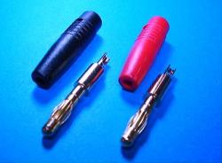 ROBIN バナナ型金コネクター 4.0mm オス 赤黒