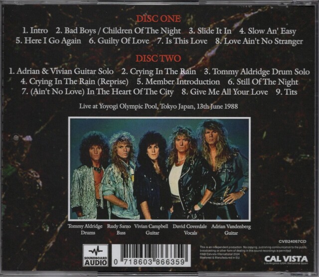 WHITESNAKE (UK) / Live In Tokyo 1988 (2CD) (collector's item)