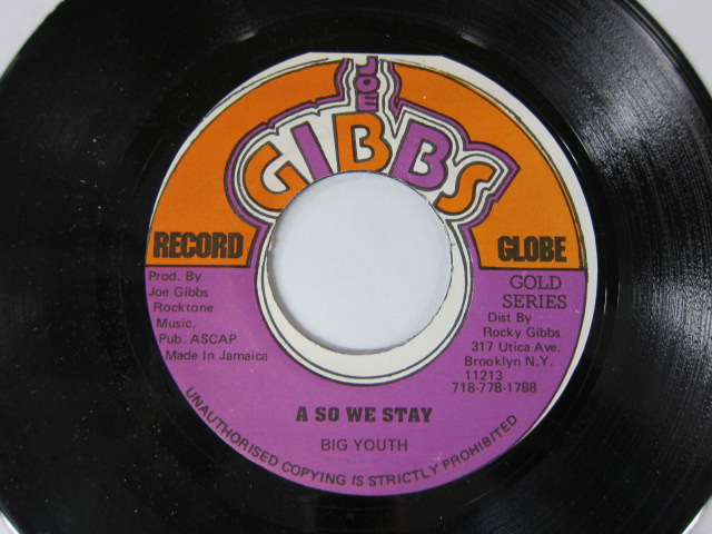 BIG YOUTH / A SO WE STAY / MONEY IN A POCKET RIDDIM /JOE GIBBS
