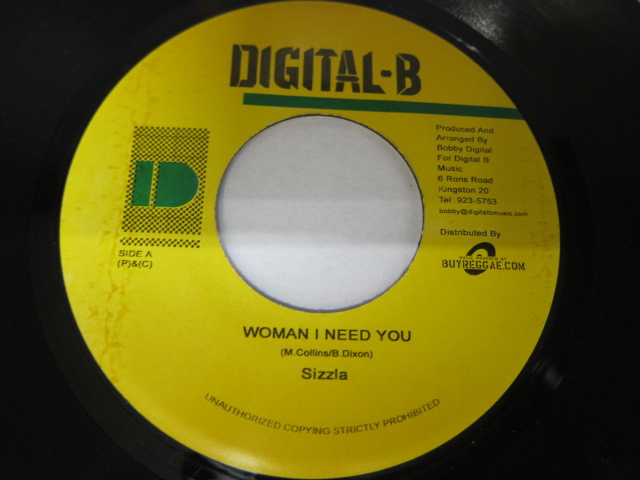 Aside SIZZLA / WOMAN I NEED YOU / Bside JAMELODY / GIVE THANKS / WOMAN I NEED YOU RIDDIM / DIGITAL B