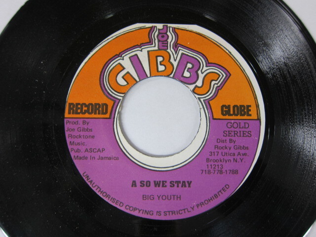 BIG YOUTH / A SO WE STAY / MONEY IN A POCKET RIDDIM /JOE GIBBS
