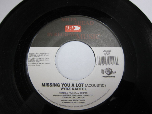 Aside VYBZ KARTEL / MISSING YOU A LOT / Bside MILLION STYLEZ / GIVE THANKS FOR LIFE / GUARDIAN ANGEL [ACOUSTIC] / V.P.RECORDS