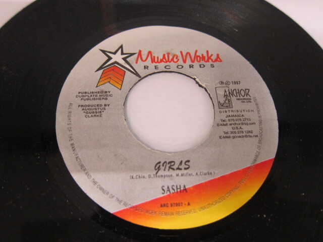 A side SASHA / GIRLS B side SASHA & SHAKA SHAMBA / BLACK OR WHITE / MUSIC WORKS