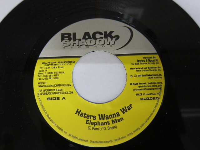 ELEPHANT MAN / HATERS WANNA WAR / THE BUZZ RIDDIM / BLACK SHADOW