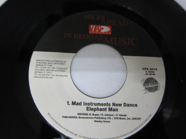 ELEPHANT MAN / MAD INSTRUMENTS NEW DANCE / MAD INSTRUMENTS RIDDIM / V.P. RECORDS