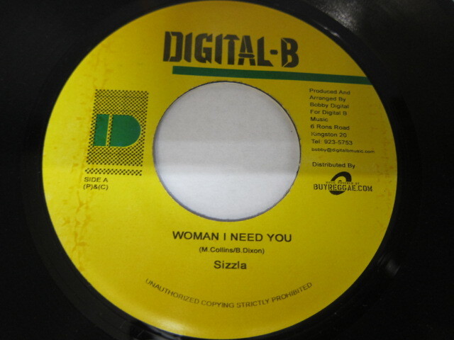 Aside SIZZLA / WOMAN I NEED YOU / Bside JAMELODY / GIVE THANKS / WOMAN I NEED YOU RIDDIM / DIGITAL B