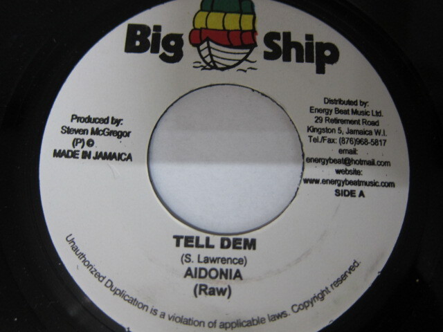 Aside AIDONIA / TELL DEM / Bside BRAMMA / DEM FOOL FOOL / ADVOCATE RIDDIM / BIG SHIP