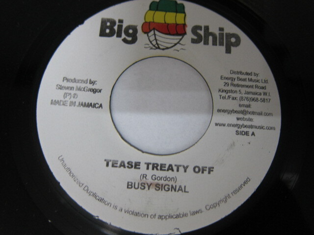 Aside BUSY SIGNAL / TEASE TREATY OFF / Bside LADEN / MONEY OVER WAR / ADVOCATE RIDDIM / BIG SHIP