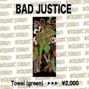 BAD JUSTICE / BAD JUSTICEタオル（黒×緑）