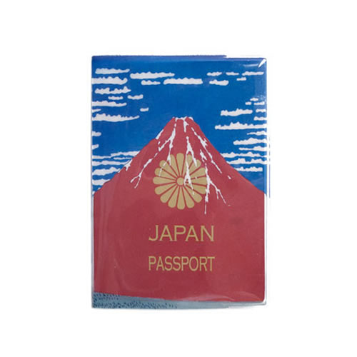パスポートを入れると北斎の赤富士が完成するパスポートホルダー。