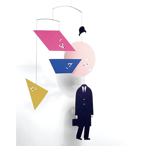 ベルギーの画家ルネ・マグリットの作品を再解釈しデザインされたモビール作成キット。