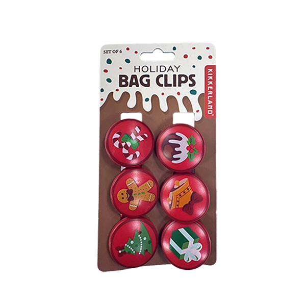 クリスマスの主要なアイテムが描かれたクリップ6個セット。