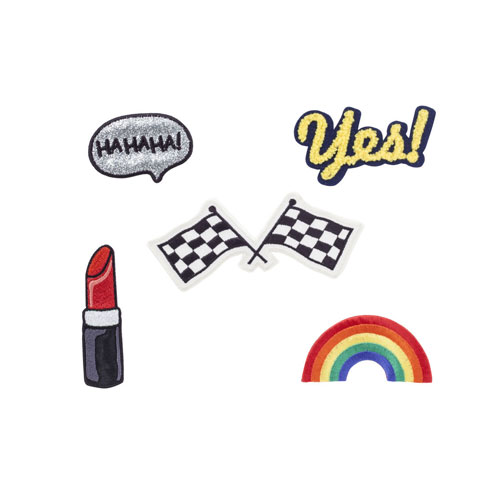 ガールパワーアイロンワッペン5枚セット。