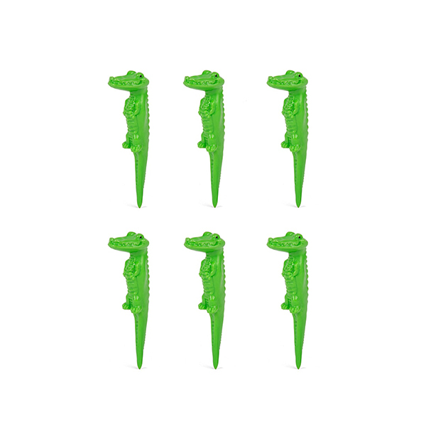 ワニモチーフのユニークなゴルフティー6本セット。