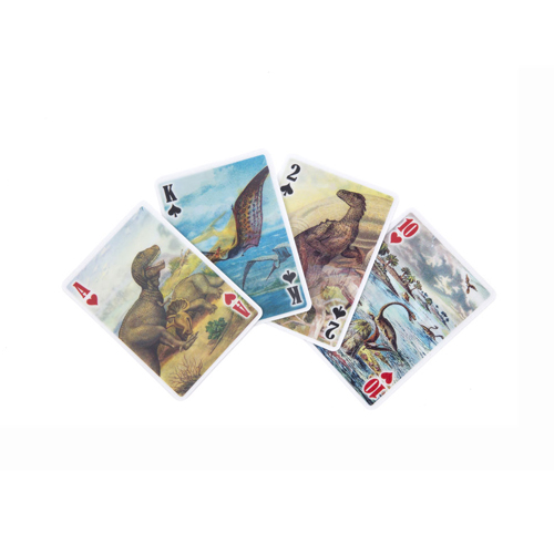 様々な恐竜が描かれた3Dトランプ。