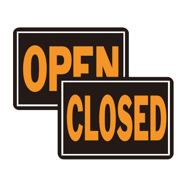 視認性に優れたHI-VISオレンジとブラックのリバーシブルアルミサインプレート。