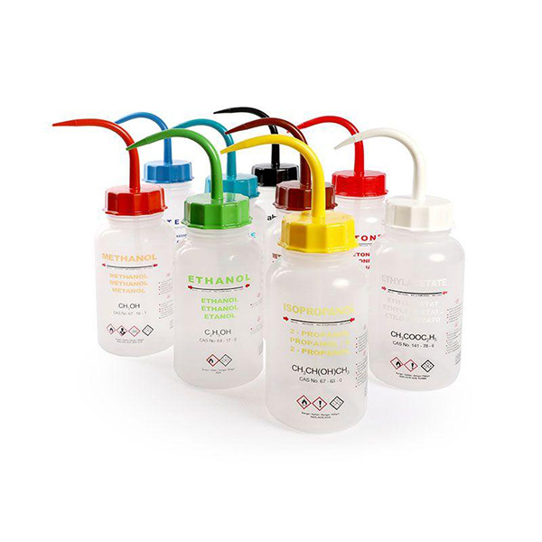 ドイツの実験器具メーカーISOLAB 社によるウォッシュボトル（薬品洗浄瓶）