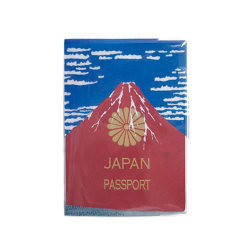 パスポートを入れると北斎の赤富士が完成するパスポートホルダー。