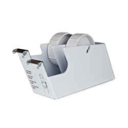 異なる素材、幅のテープを2種類セットすることができる重厚なダブルテープディスペンサー。