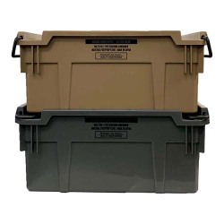 工業部品の大量輸送などに使用されているスタッキング式のコンテナボックスです