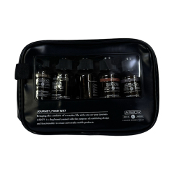 PVC素材のポーチがセットになった、トラベルボトル。