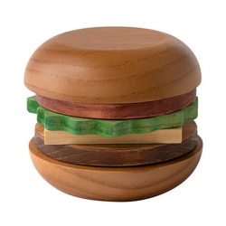 積み木のように素朴なハンバーガースタイルのコースターセット。