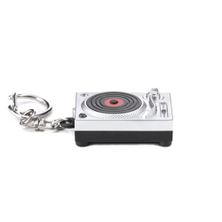 ターンテーブルをモチーフにした遊び心のあるキーリング。